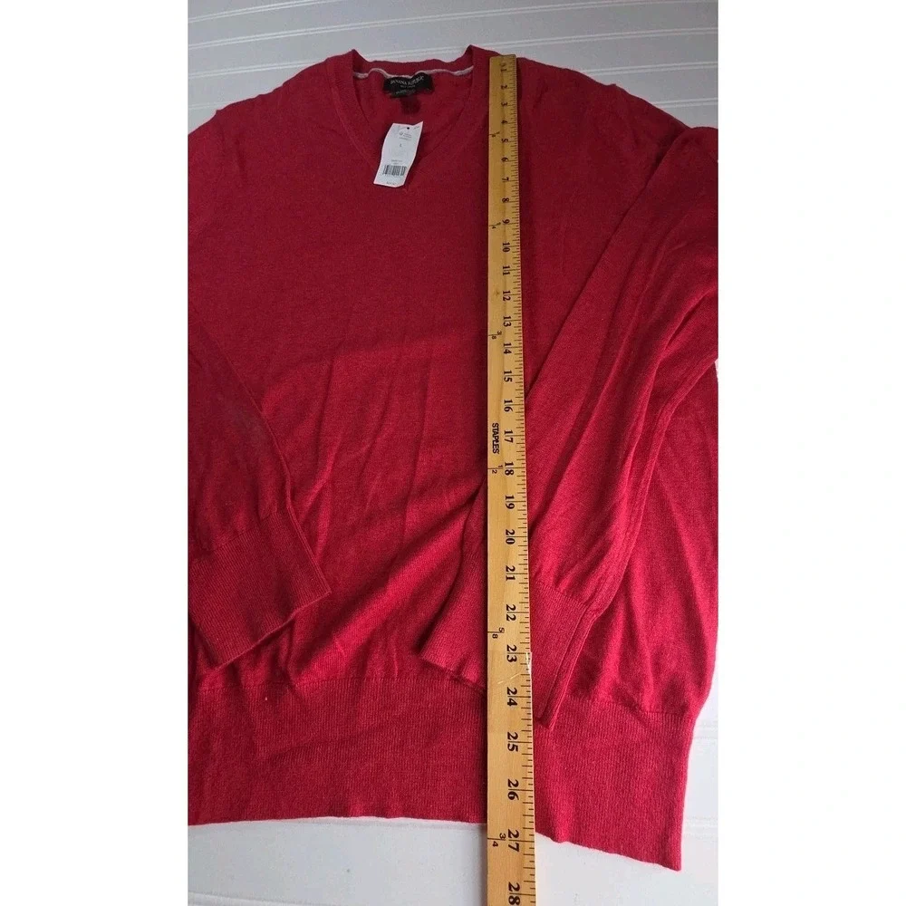 Banana Republic Sweater Mens Large Silk Linen Blend Lightweight V Neck RED NWT